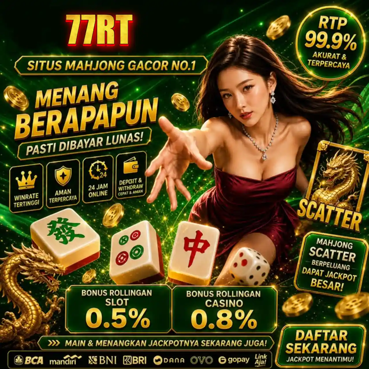 Banner Aplikasi 77RT dengan akses permainan digital